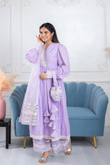 Rooh Lavender Bandhani Gota 3 Piece Suit Set