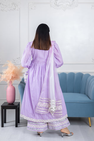 Rooh Lavender Bandhani Gota 3 Piece Suit Set