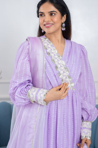 Rooh Lavender Bandhani Gota 3 Piece Suit Set