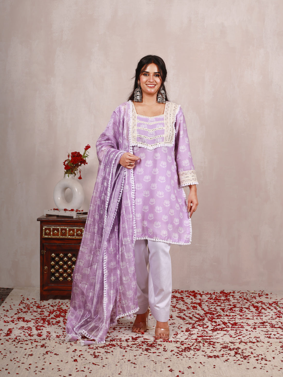 Lavender Cotton Farshi Salwar Suit Set