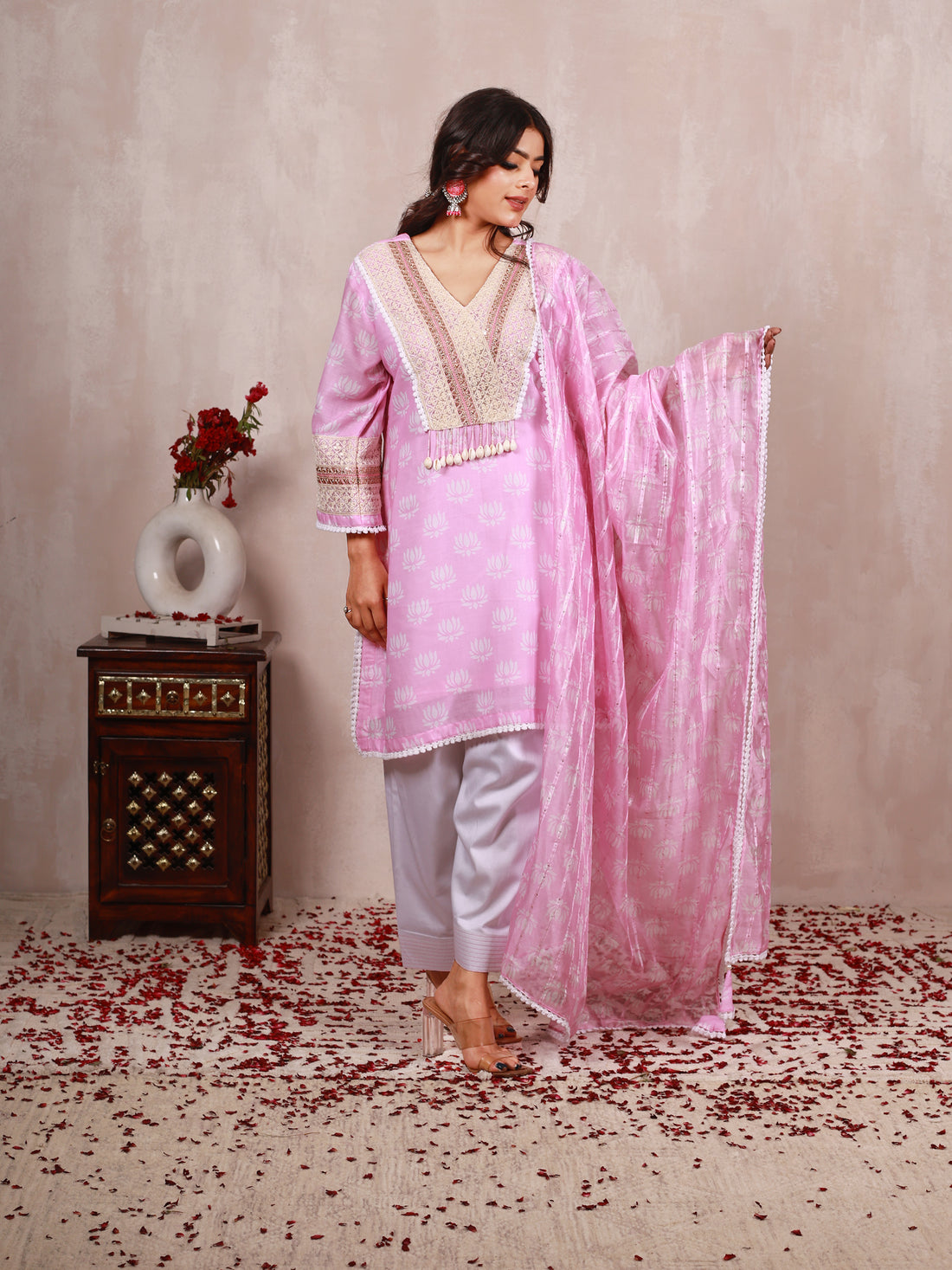 Pink Cotton Farshi Salwar Suit Set