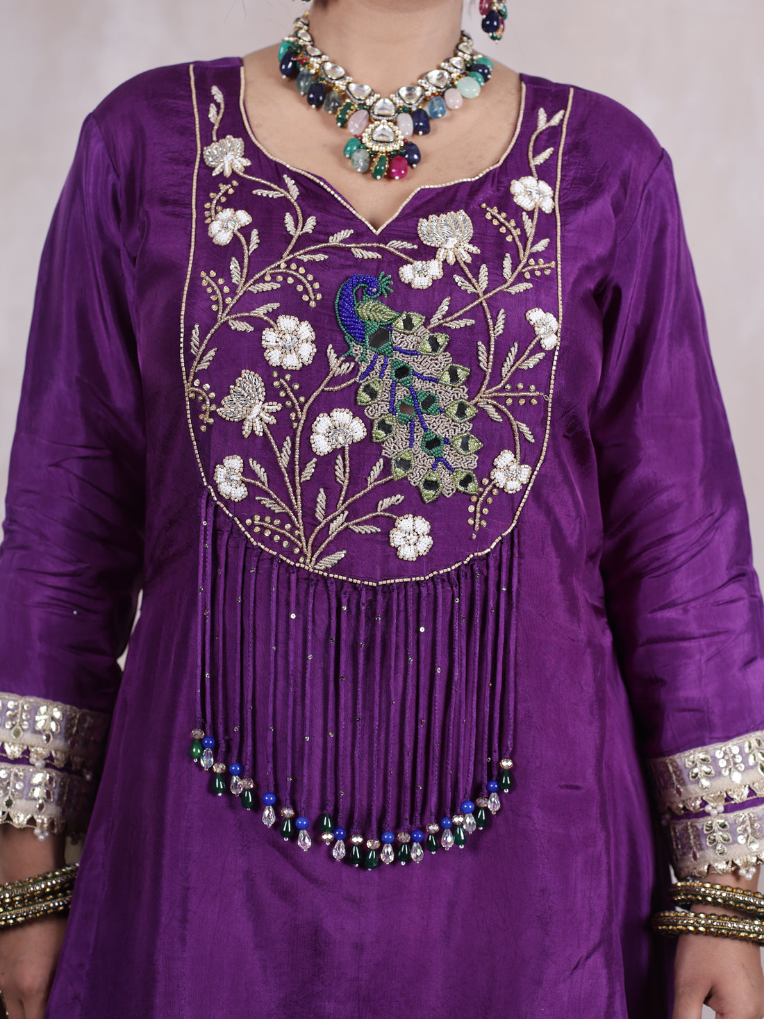 Mohini Deep Purple Hand Embroidered Silk Suit