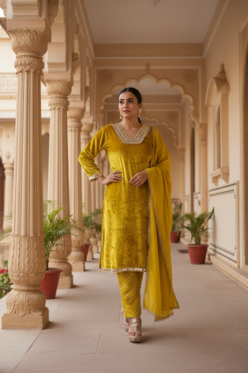 Radha Raman Hand Embroidered Velvet Suit