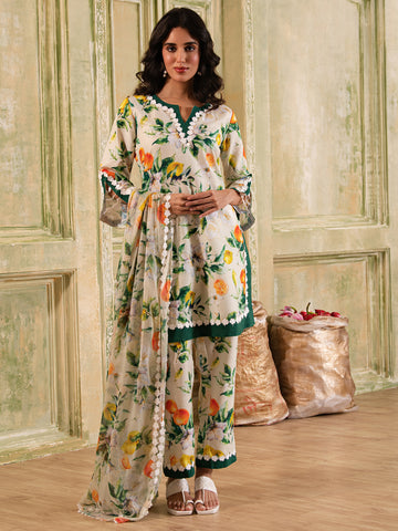 Nimbu Soda Floral print Cotton Suit set