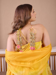 Sunheri Yellow Ombre Leheriya Suit Set With Gota Detailings