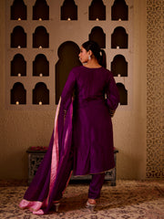 Mayuri Purple Silk Hand Embroidered Suit Set