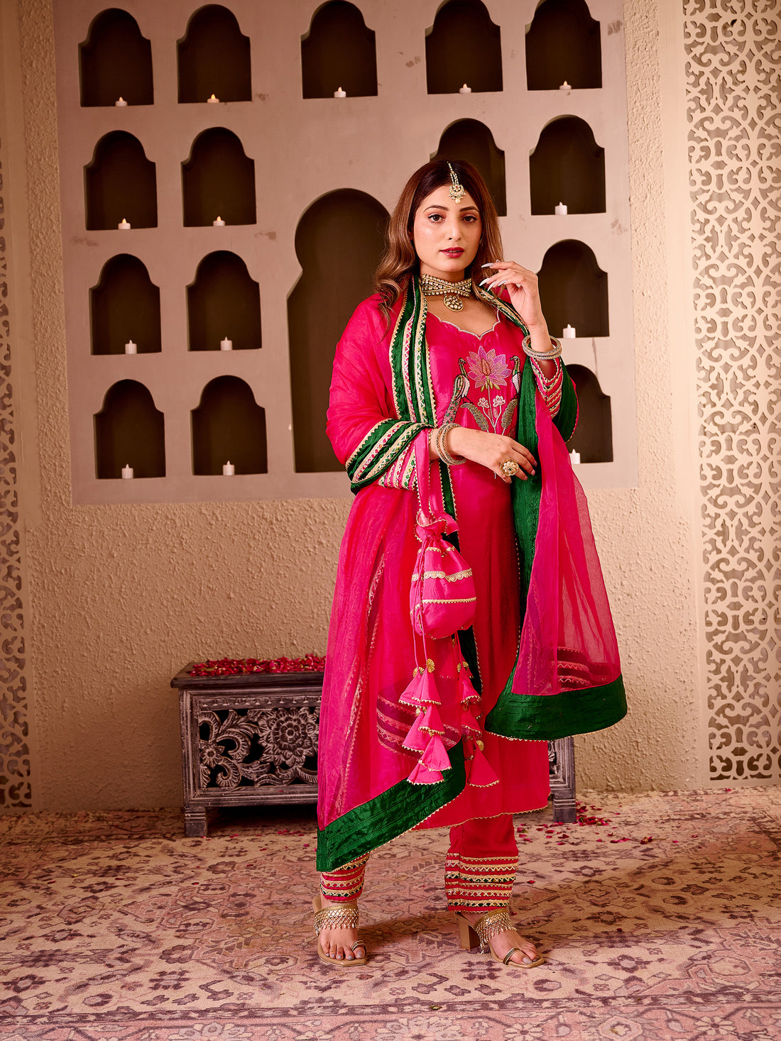 Kamal Pink Silk Hand Embroidered Suit Set