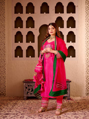 Kamal Pink Silk Hand Embroidered Suit Set