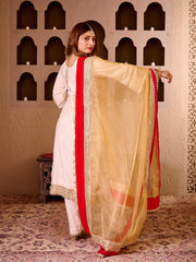 Sheeshmahal Ivory Chanderi Silk Hand Embroidered Suit Set