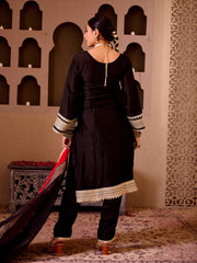 Sheeshmahal Black  Silk Hand Embroidered Suit Set