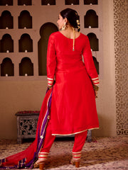 Pakhi Red Silk Hand Embroidered Suit Set