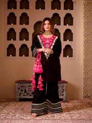 Aayna Black Silk Hand Embroidered Kurta Set