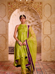 Kelly Green Silk Hand Embroidered Suit Set