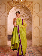 Kelly Green Silk Hand Embroidered Suit Set