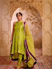 Kelly Green Silk Hand Embroidered Suit Set