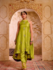 Kelly Green Silk Hand Embroidered Suit Set