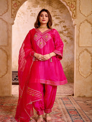 Pink Silk Suit With Gota Work