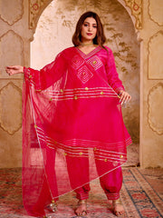 Pink Silk Suit With Gota Work