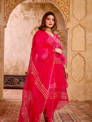 Pink Silk Suit With Gota Work