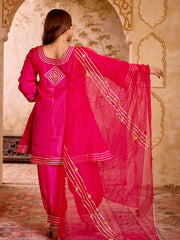 Pink Silk Suit With Gota Work