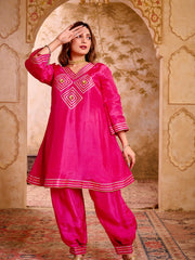 Pink Silk Suit With Gota Work