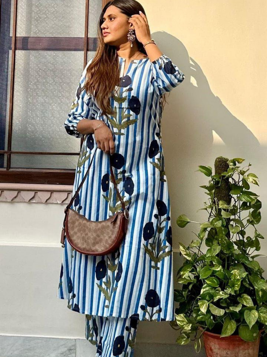 La Royale Hand Block Printed Coord Set-Blue