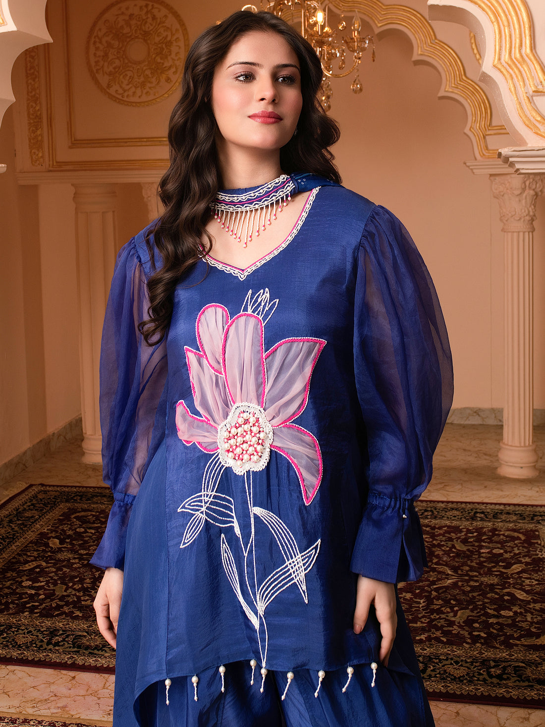 Ishq Blue Hand Embroidered Silk Suit set