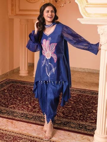 Ishq Blue Hand Embroidered Silk Suit set