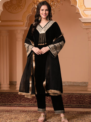 Black Velvet A shape Suit Set