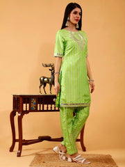 Shaila  Green Bandhani 3 Piece Suit Set