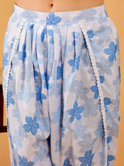 Linen 3 pc Suit set in Jaya Blue Floral Print