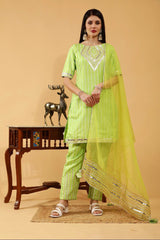 Shaila  Green Bandhani 3 Piece Suit Set